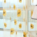 Sunflower Print Window Door Curtain Tulle Curtains for Living Room (Yellow)