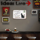 Home Weatherproof Retro Chic Cat Sign Iron Painting Wall Drawing Art Templates