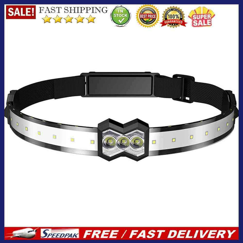 Outdoor Fishing Headlight USB Rechargeable Waterproof Head Flashlight for H