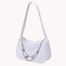 Fashion Women Pure Color Butterfly Chain Underarm Bag Hobos Handbag (White)