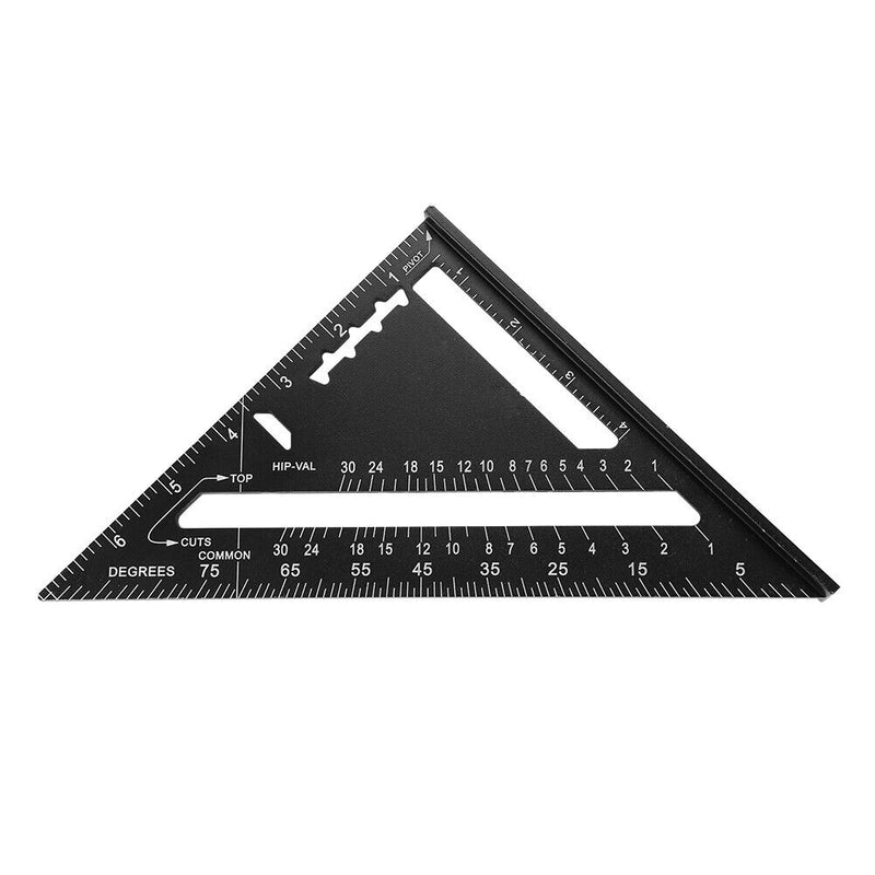 Metric 7 inch Aluminum Alloy Triangle Ruler Layout Angle Protractor (Black)