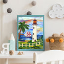Cartoon Lighthouse Oil Paint By Numbers DIY Handpainted on Canvas Wall Art