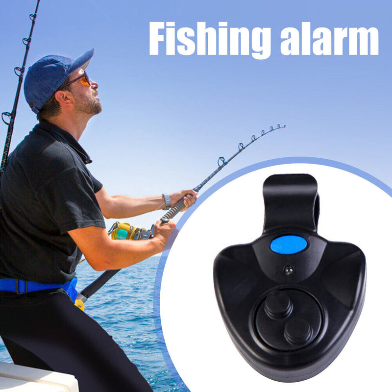 LED Light Fishing Bite Alarm Electronic Buzzer on Fishing Rod Alert (Black)