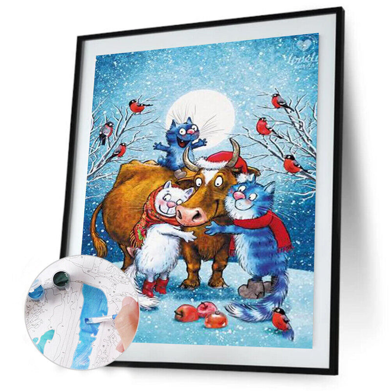 Oil Paint By Numbers Blue Cat Coloring Picture Drawing