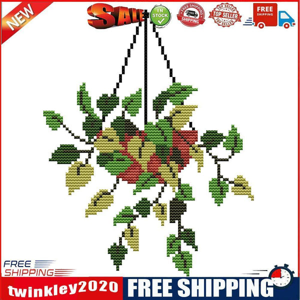 14CT Partial Cross Stitch Hanging Basket Stamped DIY Embroidery Kits Crafts
