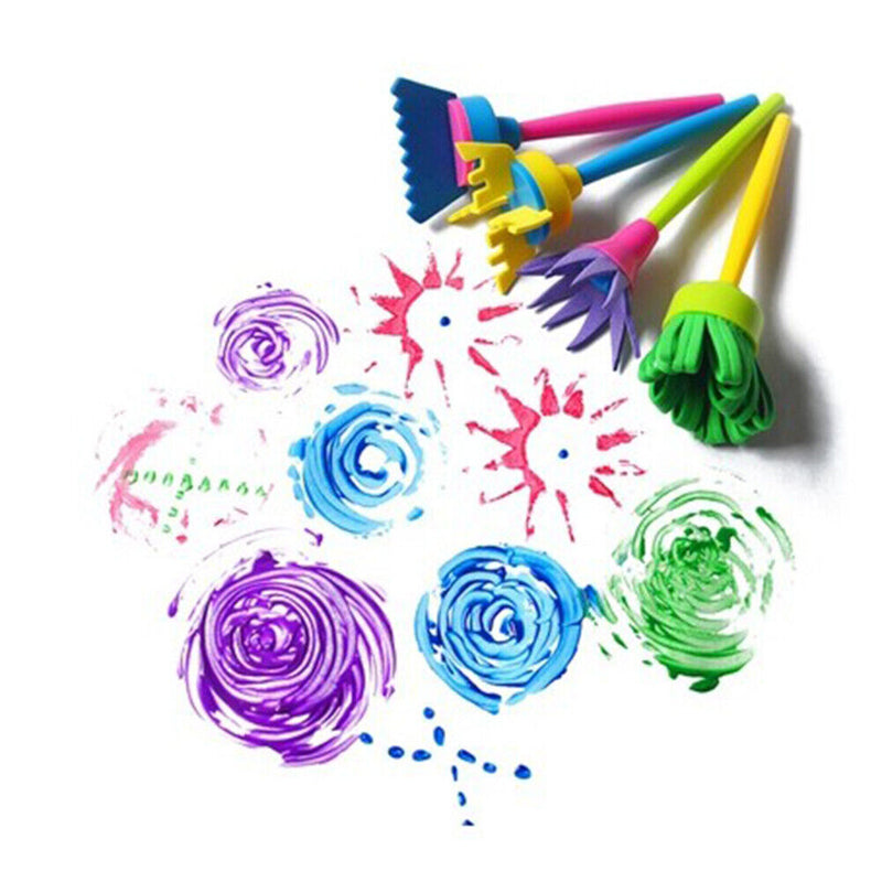 4pcs Rotate Sponge Brush DIY Color Draw Brush Painting Supplies for Ki