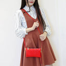 Women Zipper Shoulder Bag PU Sequins Crossbody Mini Clutch Wristlets/Red