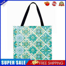 Fashion Women Casual Green Check Flowers Linen Large Capacity Shopping Handbags