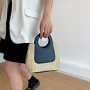 Straw Basket Handbags Summer Woven Leather Beach Shopping Shoulder Tote Bags