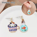 Animals Asymmetry Women Cute Ear Studs Earring Cup Cat Light Bulb Cat