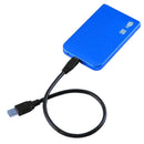 Ultra Thin 2.5in USB3.0 SATA SSD HDD Hard Drive Case Aluminum Box (Blue)