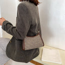 Fashion Plaid Pattern Crossbody Purse Women Woolen Shoulder Bag (Coffee)