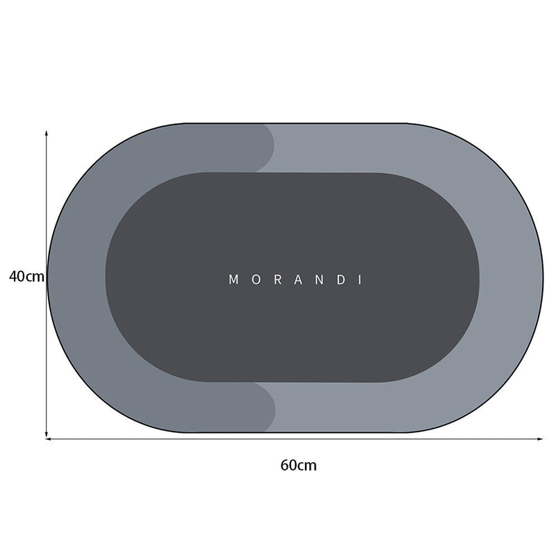 Nordic Style Entrance Door Mat Absorbent Floor Bathroom Carpet (Oval Grey) Newly