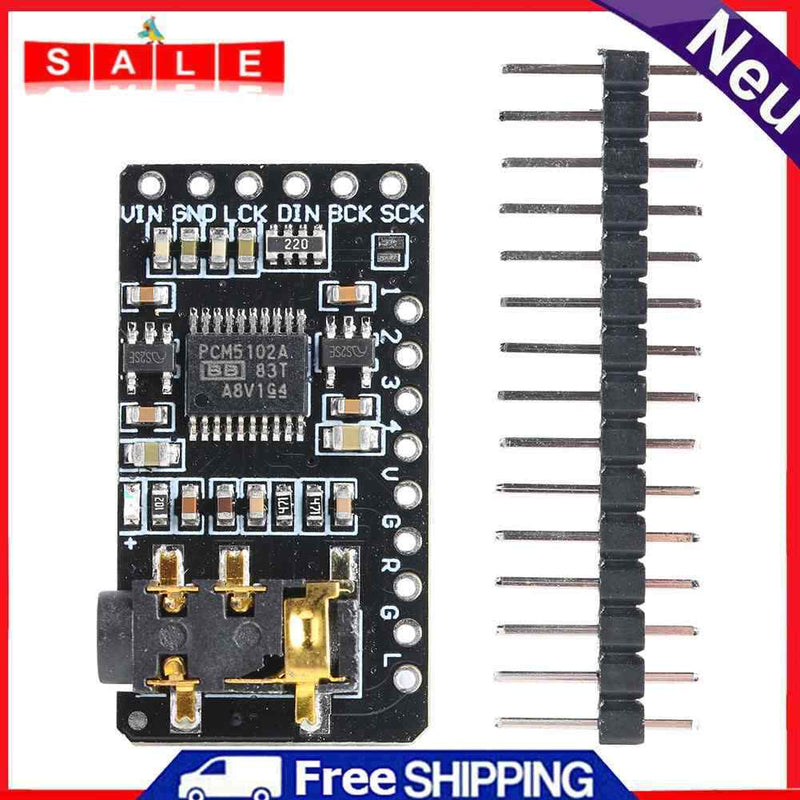 I2S PCM5102 DAC Decoder 3.5mm Stereo AUX Jack Player Module for Raspberry Pi