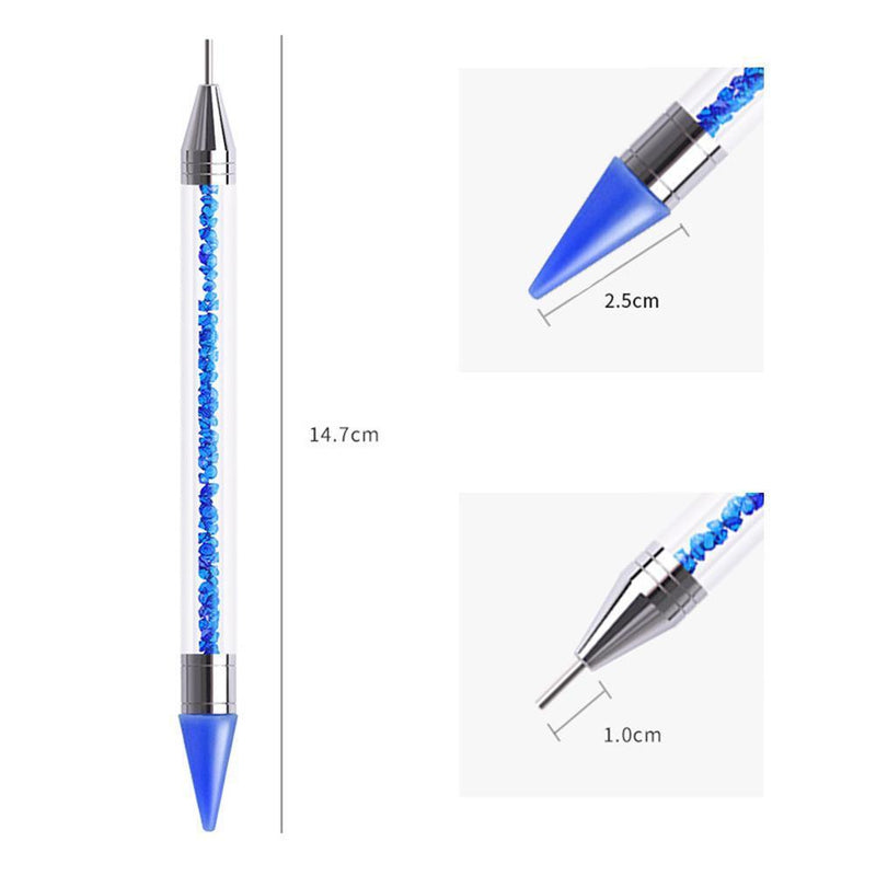 Dual Heads Dotting Wax Pen Point Drill Picker Nail Art Studs Dotter (Blue)
