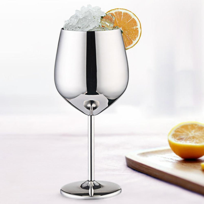 500mL Stainless Steel Juice Goblet Drum Shape Red Wine Cup (Bright Light)