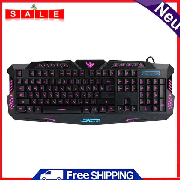 A877Y Backlit 104 Keys Russian Layout Mechanical Feeling Wired Gaming Keyboard