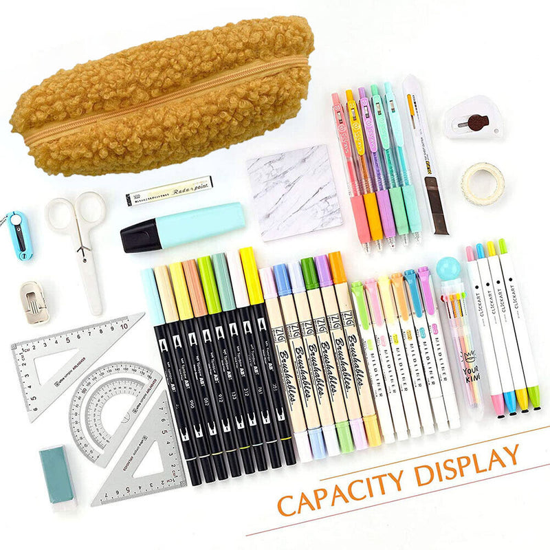 Stationery Storage Plush Pen Case Student School Pencil Cosmetic Organizer Ba