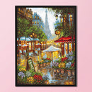 Full Embroidery Stamped Paris Scenery DIY 11CT Cotton Thread Cross Stitch K