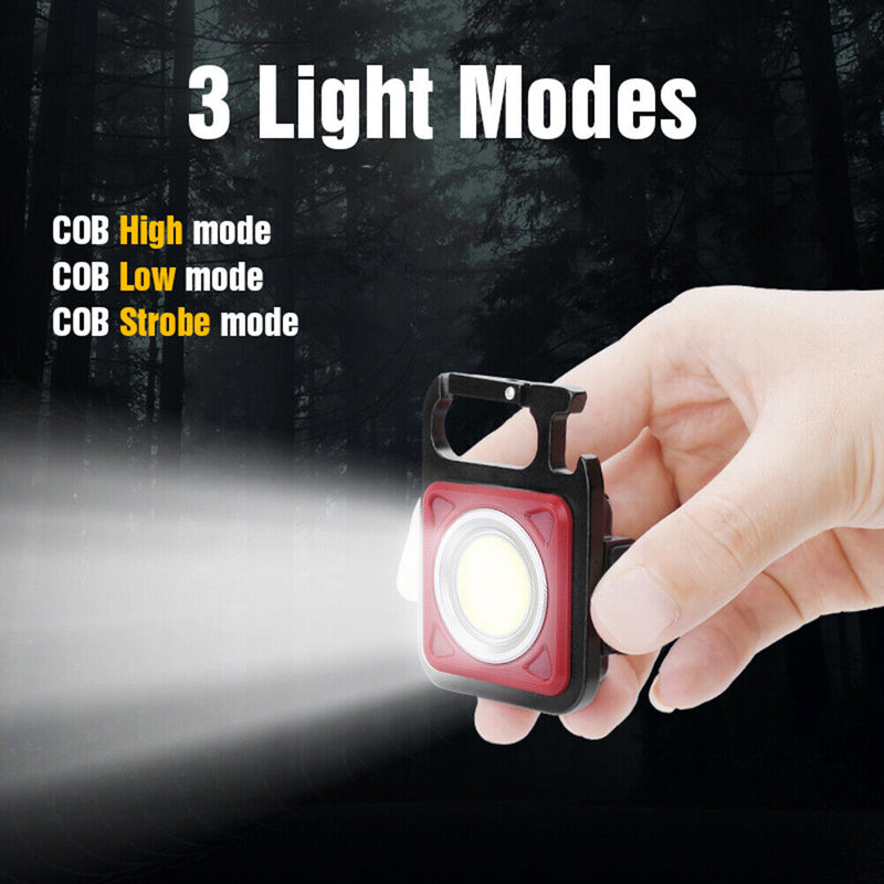 LED Keychain Flashlight 500 Lumen Outdoor Camping Working Light (Red+Stand)