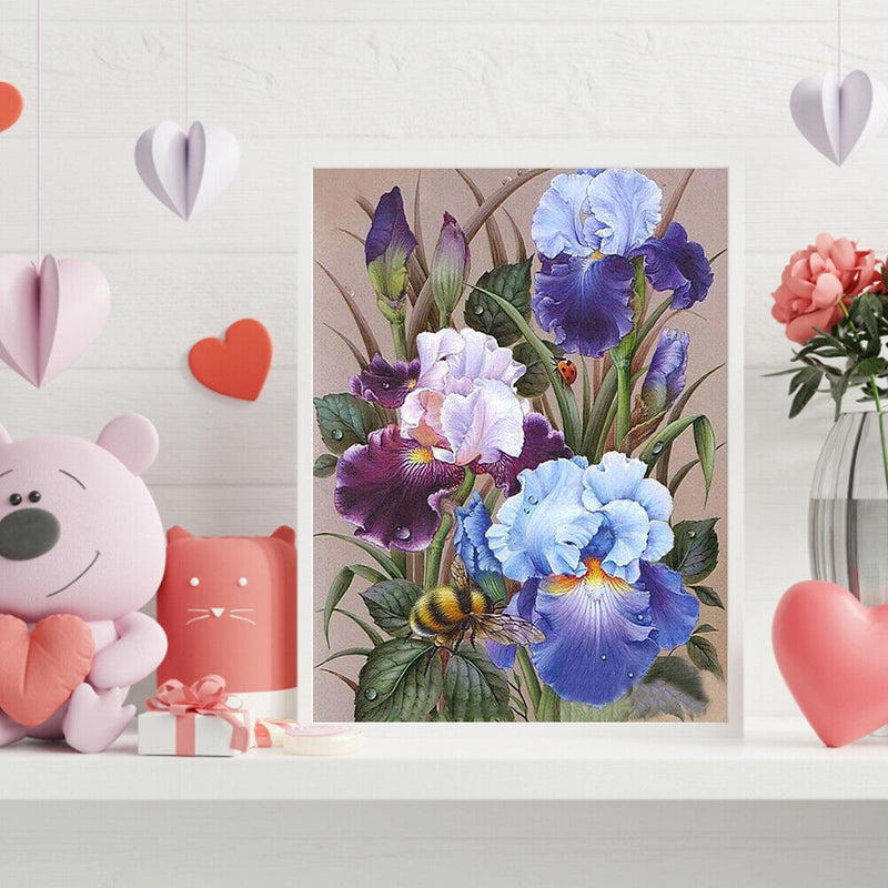 DIY Hand Painted Paint By Numbers Oil Canvas Pictures Iris Flowers Kit Orna