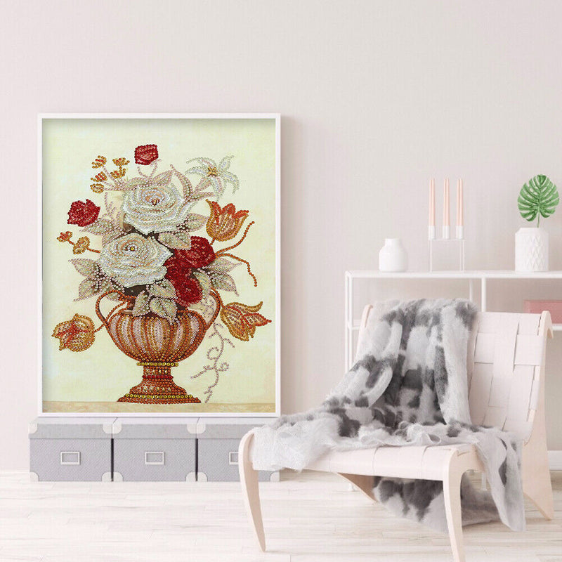 Diamond Painting Flower Vase Partial Special Shape Wall Picture (s10309) Newly