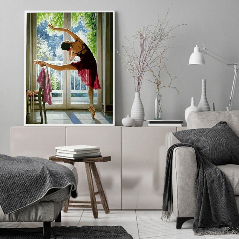 Dancing Girl Oil Paint by Numbers Hand Painted Frameless Picture Home Ornament