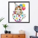 Cartoon Kitten Stamped Cross Stitch Kits DIY Pre-Printed Fabric Embroidery 11CT