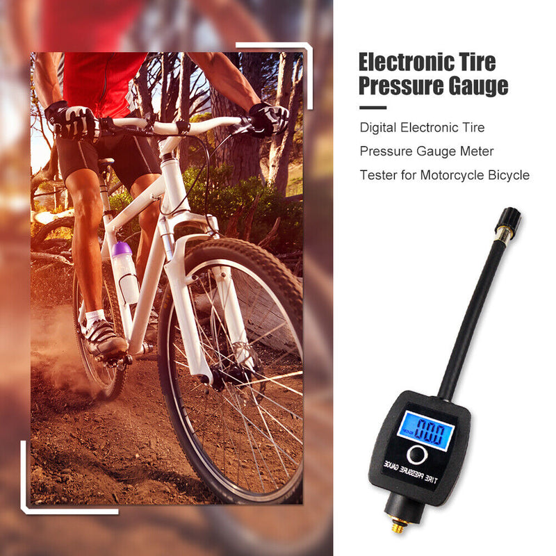 For Motorcycle Bicycle Digital Electronic Tire Pressure Gauge Meter Tester