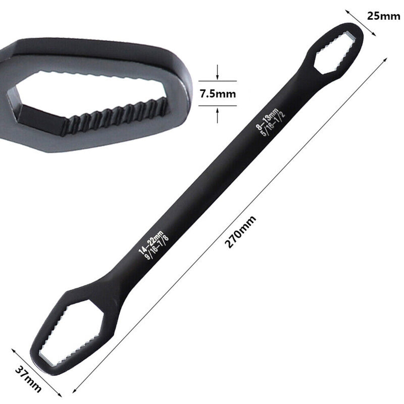 Universal 8-22mm Ratchet Wrench Double Ended Spanner Repair Tools (Black) Newly