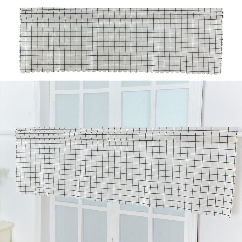 Short Curtain Shading Curtains Home Decor for Window Screen (White Grid)