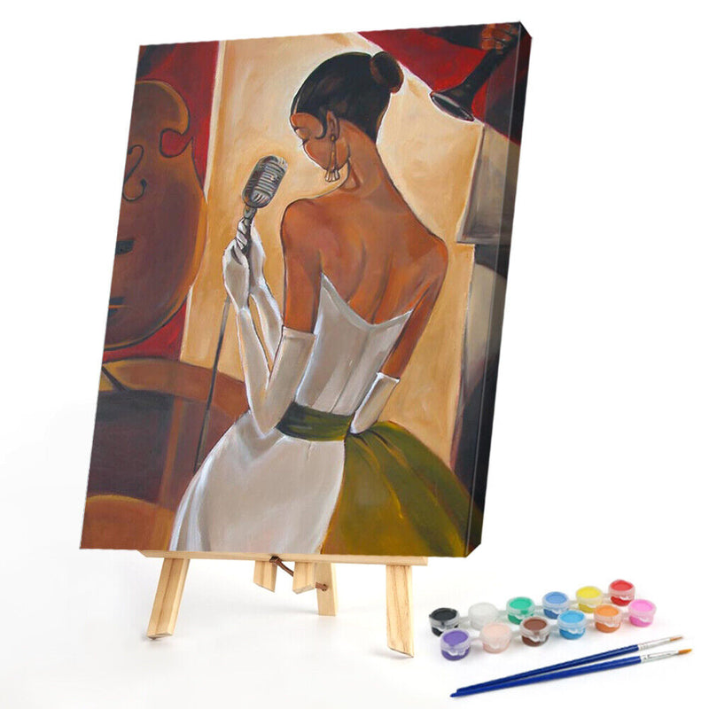 Women Singer Wear Dress Paint By Number Frameless Hand Painted Oil Picture DIY