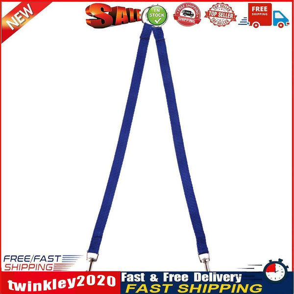 Nylon Double Dual Two Pets Dogs Leash 2 Way Coupler Walk Necklace(Blue) Newly