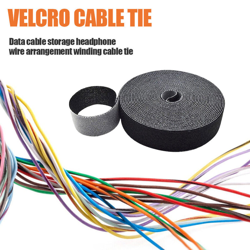 1m Durable Self Adhesive Cable Fastener Tape Wire Strap (Black 100x1cm)