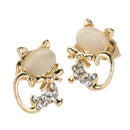 CAR JIA MA South Korean Cat Eyestone and Diamonds Earrings, Cute