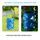 Wrought Iron Butterfly Lantern LED Solar Light Hollow Hanging Lamp Garden Decor