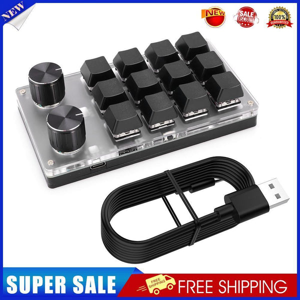 Macro Bluetooth-compatible Keyboard Programmable Mechanical Keypad (Black)
