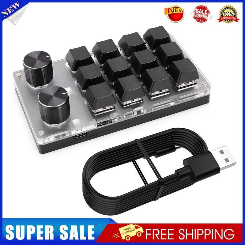 Macro Bluetooth-compatible Keyboard Programmable Mechanical Keypad (Black)