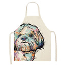 Linen Dog Print Kitchen Aprons Bibs for Women Men Household Dinner Cooking