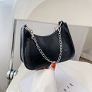Fashion Women PU Solid Color Chain Shoulder Underarm Bag Ladies Hobos Handbags