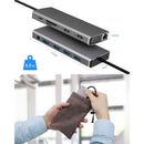 Jack Docking Station USB Type-C Hub Rj45 Ethernet 4K Dual HDMI For Laptop PC
