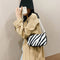 Plush Handbags Female Zebra Print Shoulder Underarm Bag Chain Purses (3)
