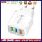 5pcs 5V 2.4A 3 Port USB Smart QC 3.0 Travel Fast  Charger(White)(EU)