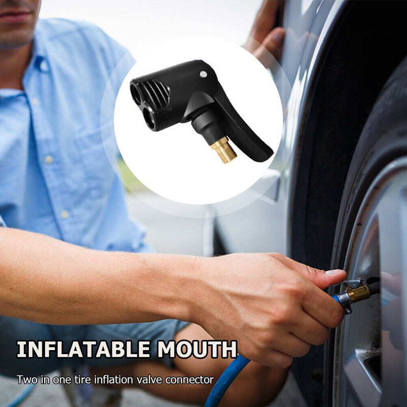 2 in 1 Inflatable Pump Car Tire Air Chuck Valve Connector Adapter (A)