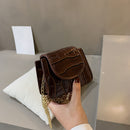 Pure Color Leather Mini Shoulder Bags Women Chain Messenger Bags (Brown)