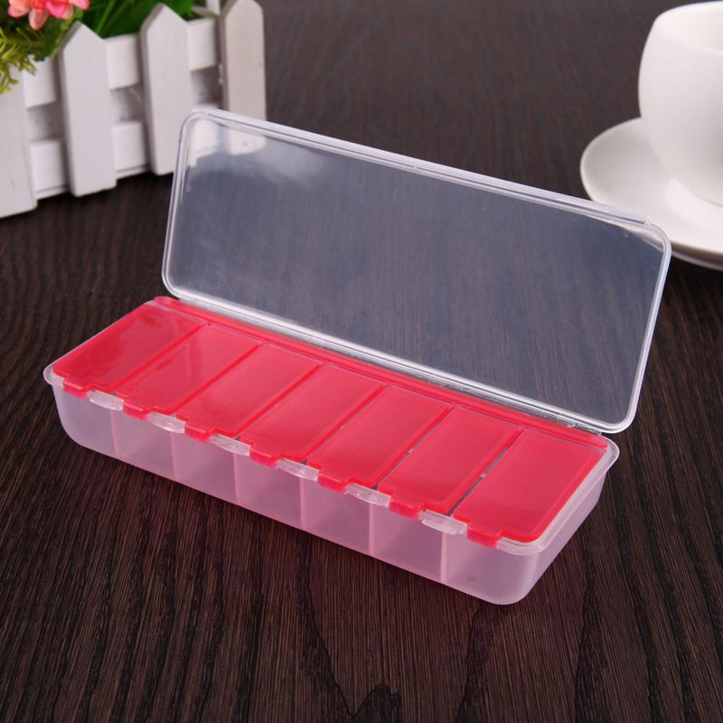 5pcs Large Travel Portable 7-Day Medicine Box Tablet Container(Red)