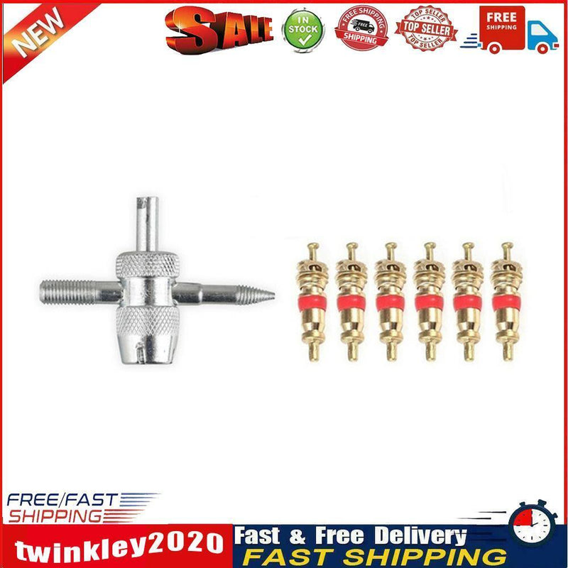 Car Replacement Tire Tyre Valve Stem Core Part Valve Core Remover Set (7x) Newly