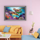 16x12 inch Full Round DIY Diamond Painting Undersea Turtles Rhinestone Picture