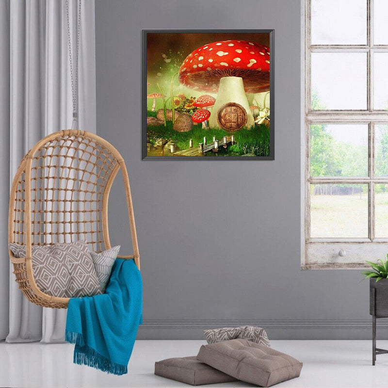 5D DIY Diamond Painting Kits Red Mushroom Full Round Drill Wall Decor Art