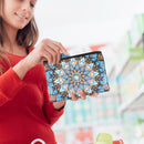 DIY Mandala Special Shaped Diamond Painting Women Wristlet Wallet Zipper Clutch